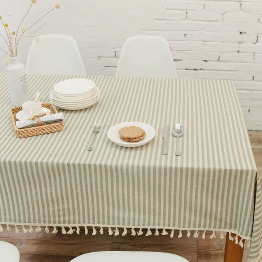 Elegant Stribet Tabeldug i Mikrofiberblanding - Nem Rengøring