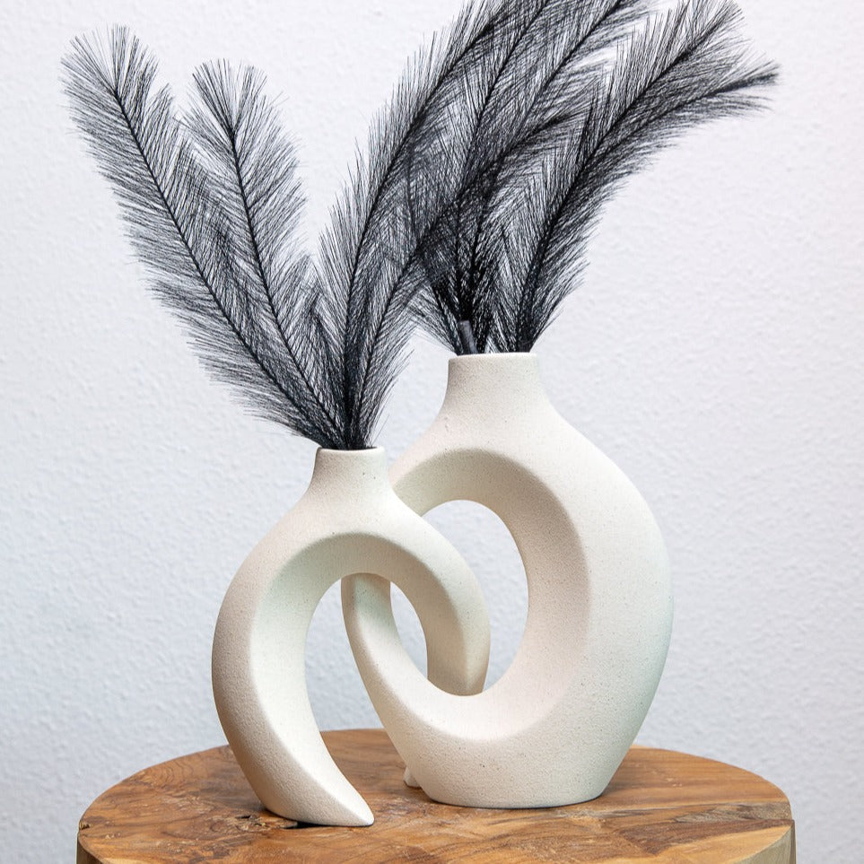 Unik Blomster Vase i Flettet Keramikdesign
