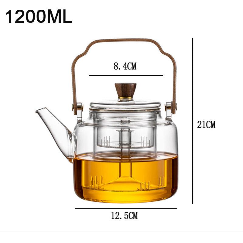 Elegant tekanna i trä och glas - perfekt för teentusiaster