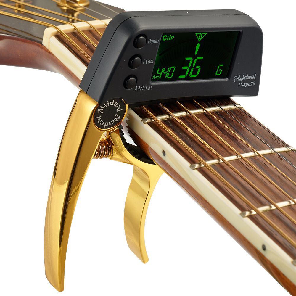 Professionelt 2-i-1 Capo og Tuner til Guitare