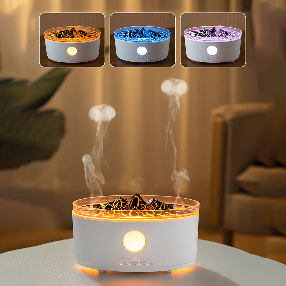 Ultrasonisk Aroma Diffuser & Luftfugter med LED Flammeeffekt