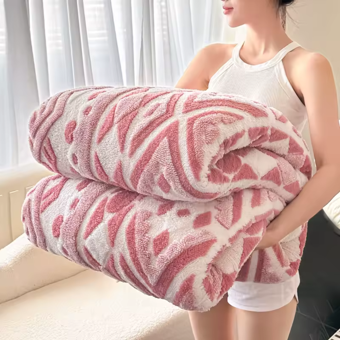 Jacquard Fleece Tæppe – Luksuriøs Komfort & Moderne Design