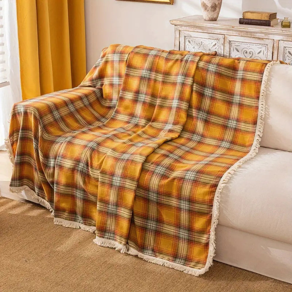 Kastanienfarvet Plaid Sofaovertræk – Hygge & Beskyttelse