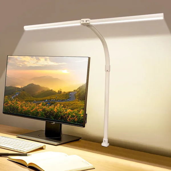 Justerbar LED Bordlampe med Dobbelt Hoved og Effektiv Belysning