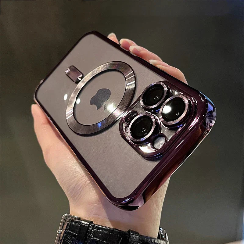 Magnetiskt skydd till telefon med metallfinish och reptålig design