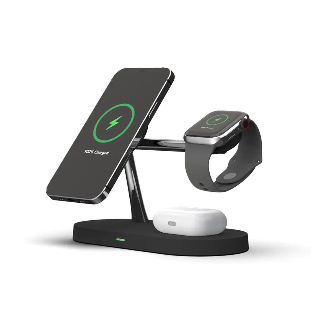 Trådløs 3-i-1 Oplader til Smartphone, Ur & Høretelefoner