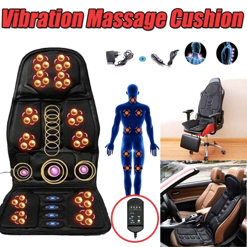 Ergonomisk Massage Sædeovertræk med Shiatsu og Vibration til Nakke, Ryg & Lår - Inkl. Varmefunktion, Biladapter & Fjernbetjening