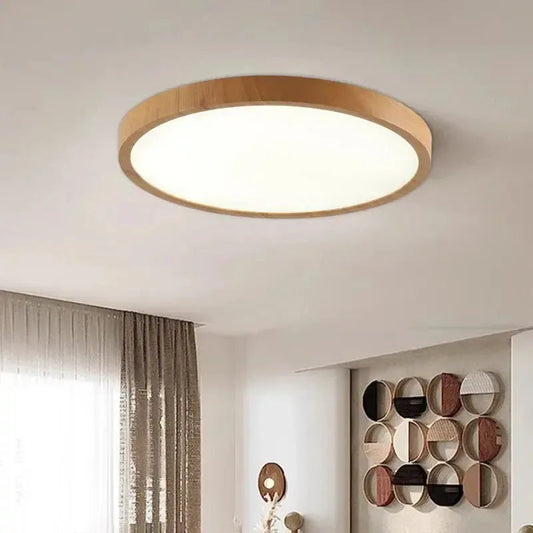 Ultra-Slank LED Loftslampe med Træeffekt for Lavloftede Rum
