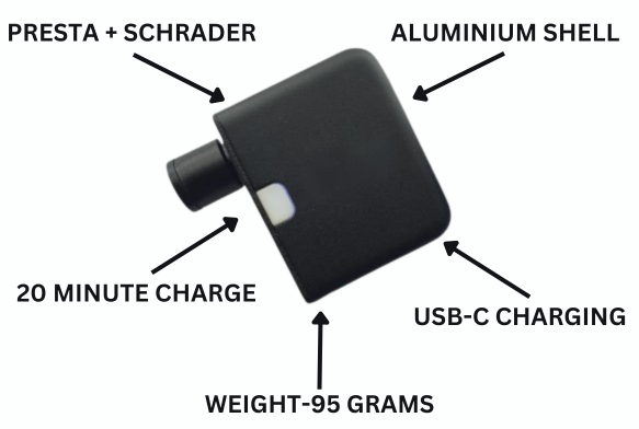 Ultrakompakt elektrisk cykelpumpe med Type-C genopladeligt batteri til nem oppumpning