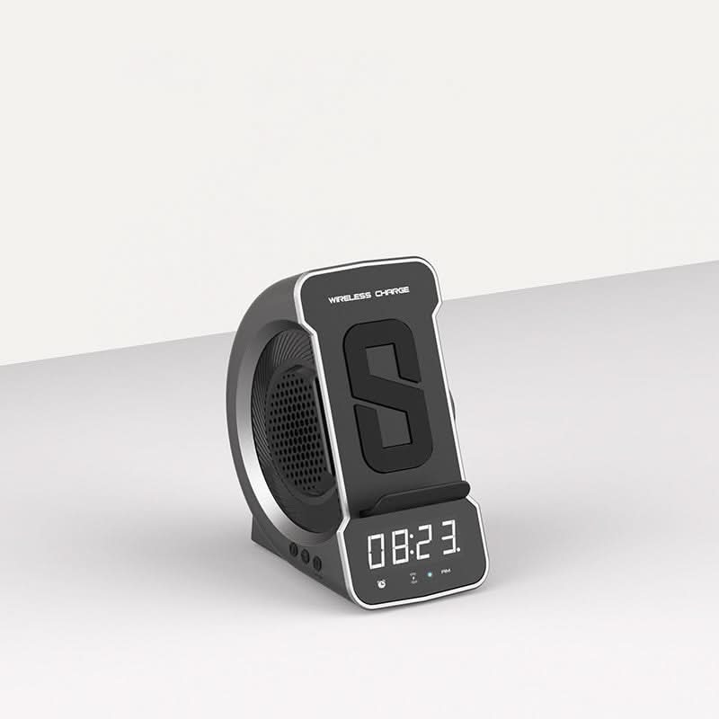 Bärbar Bluetooth-högtalare med alarm och trådlös laddning