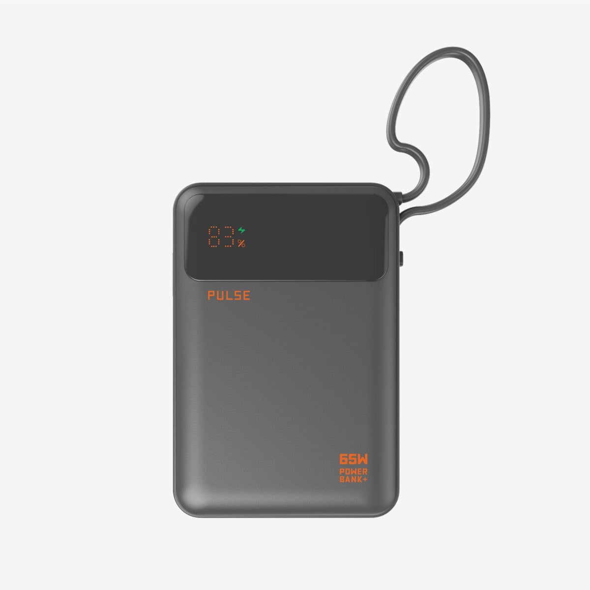 20 000 mAh Powerbank med 65W Power Delivery och inbyggd USB-C-kabel för bärbar dator, surfplatta och smartphone