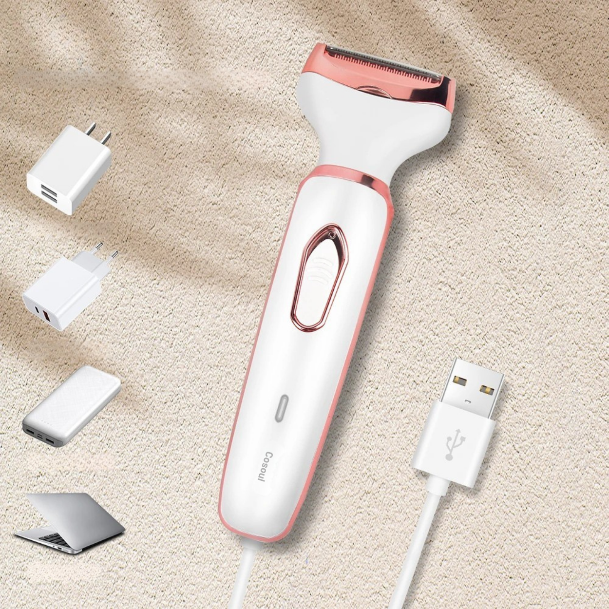 Multifunktionell elektrisk rakapparat med kam och trimmer
