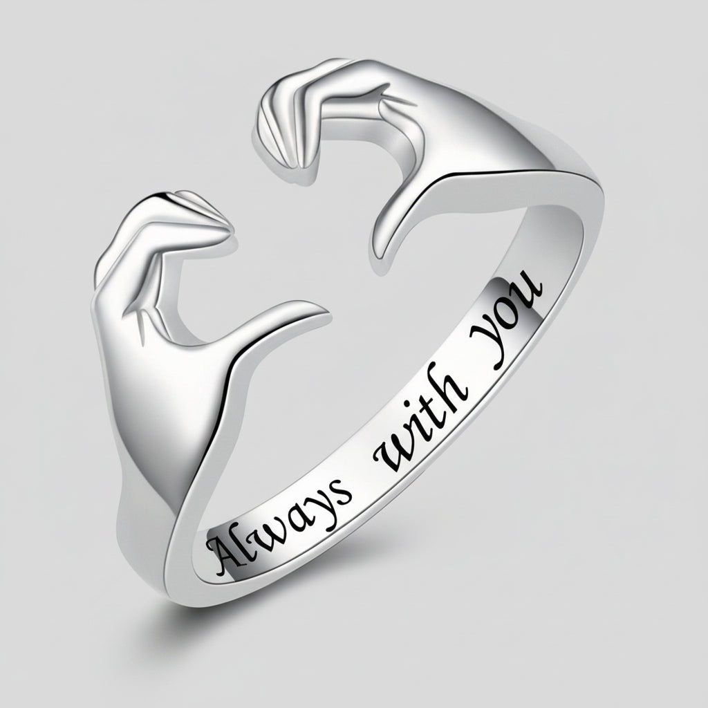 Elegant Forlovelsesring i Sølv med Hånddesign og Gravering