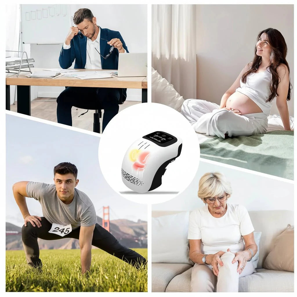 Flexibel Ledmassageapparat med Vibration, Värme och Ljusterapi