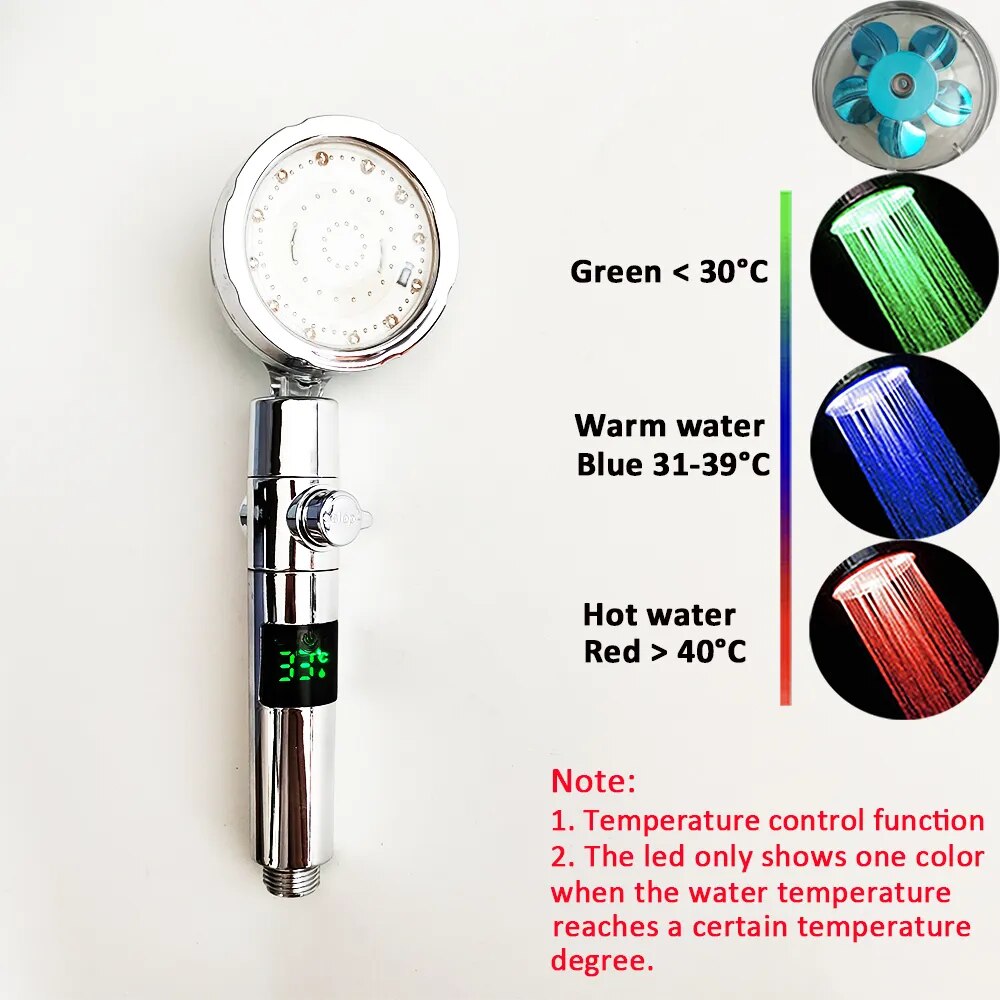 Multi-Farvet Temperatur Visnings Brusehoved
