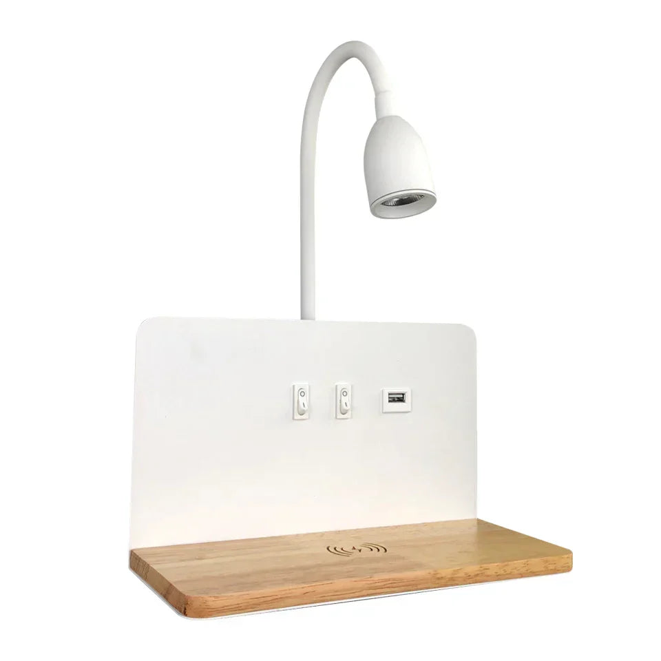 Moderne Væglampe med USB Oplader og Trådløs Funktion