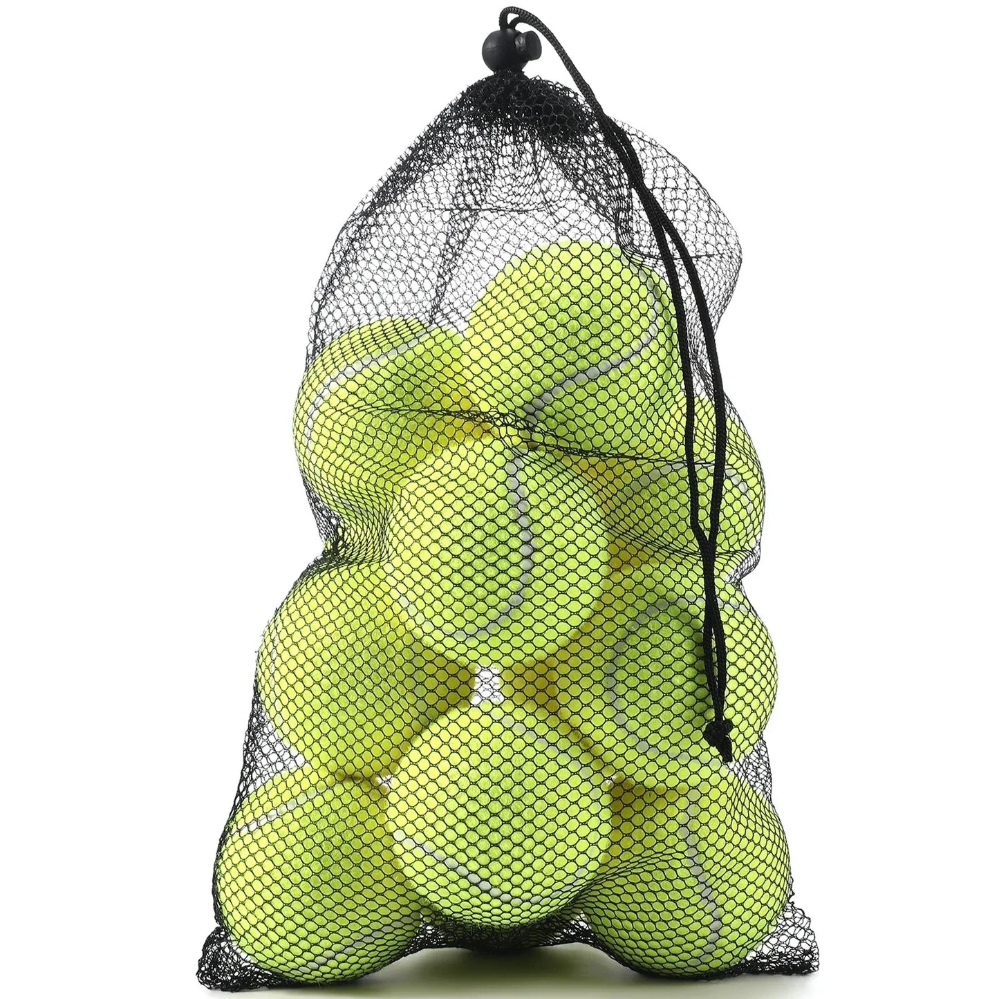 Set med 12 tennisbollar, hög elasticitet, träningsbollar med nätväska