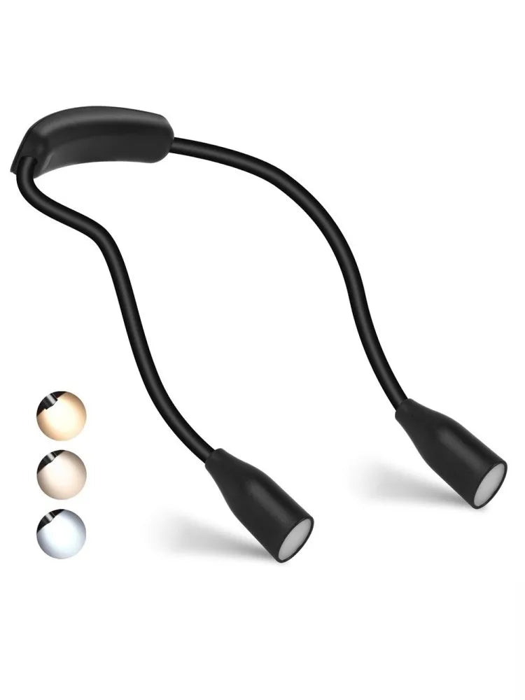 Uppladdningsbar LED-nacklampa med 3 ljusfärger och flexibla armar