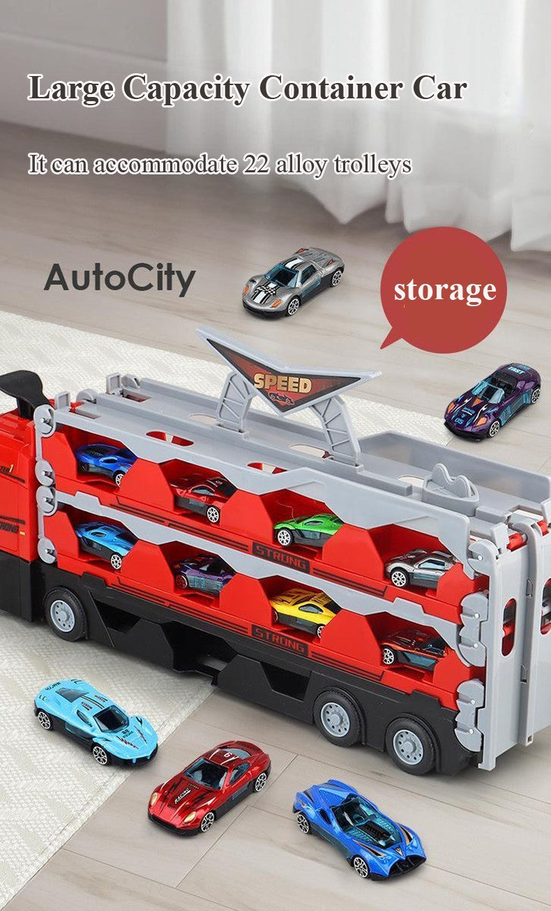 Stort Transportlastbil Med Trailer og Mini Biler