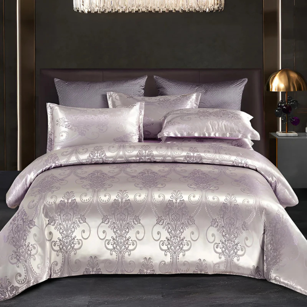 Lyxigt Påslakanset i Satin med Elegant Blommigt Tryck