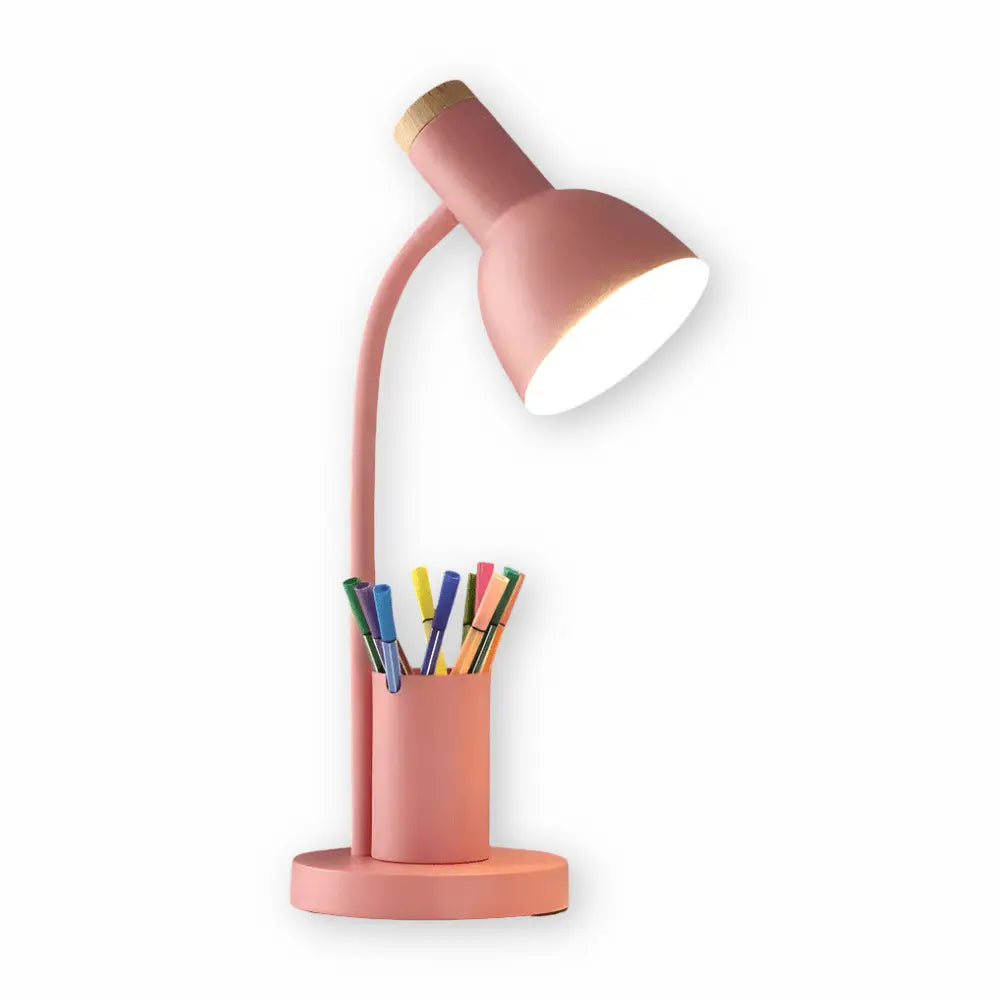 Skrivebordslampe med penneholder | Justerbar bordlampe med 3 lysfarver og E27-fatning