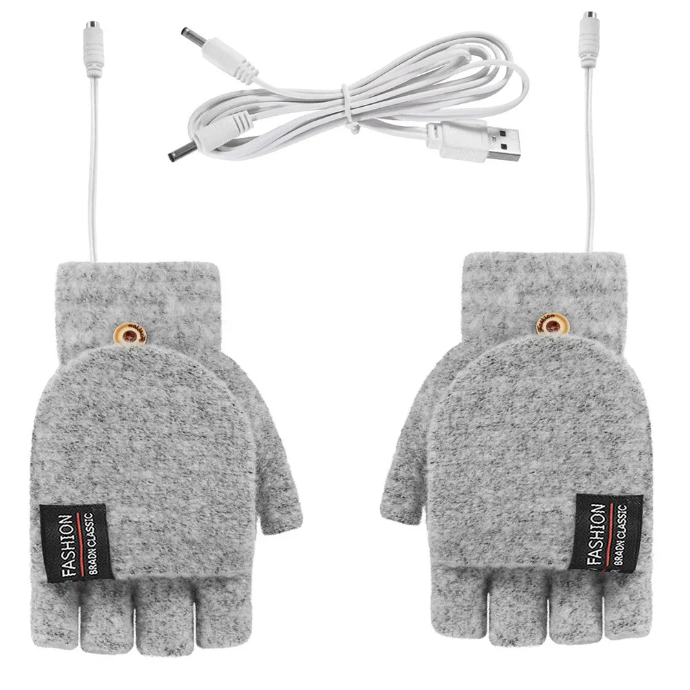 USB Värmehandskar | 3 Temperaturinställningar | Mjukt Stickat Material | Unisex Storlek