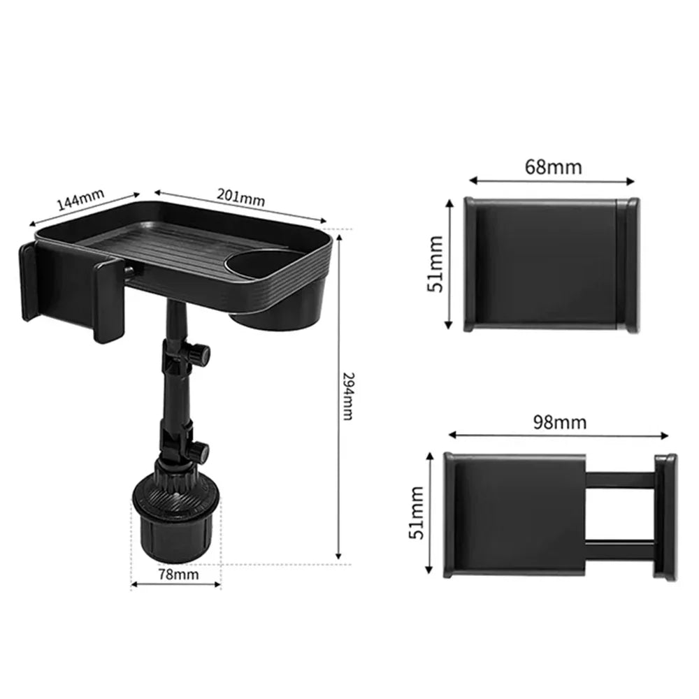 360° Rotationsbakke til Bil med Telefonholder og Kopholder