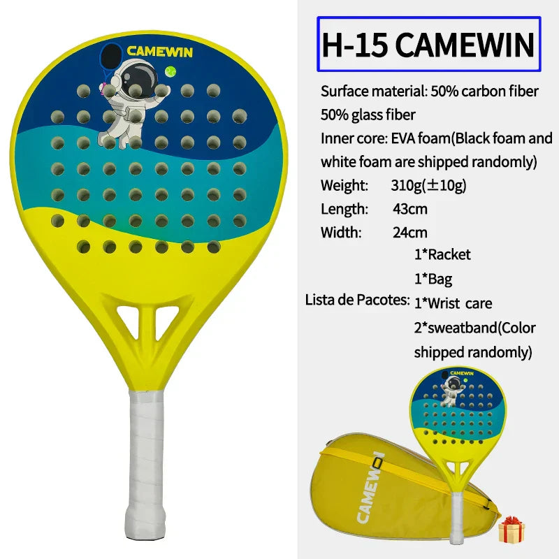 Junior Padel- och Tennisracket, 50% Kolfiber, 50% Glasfiber, lättvikt