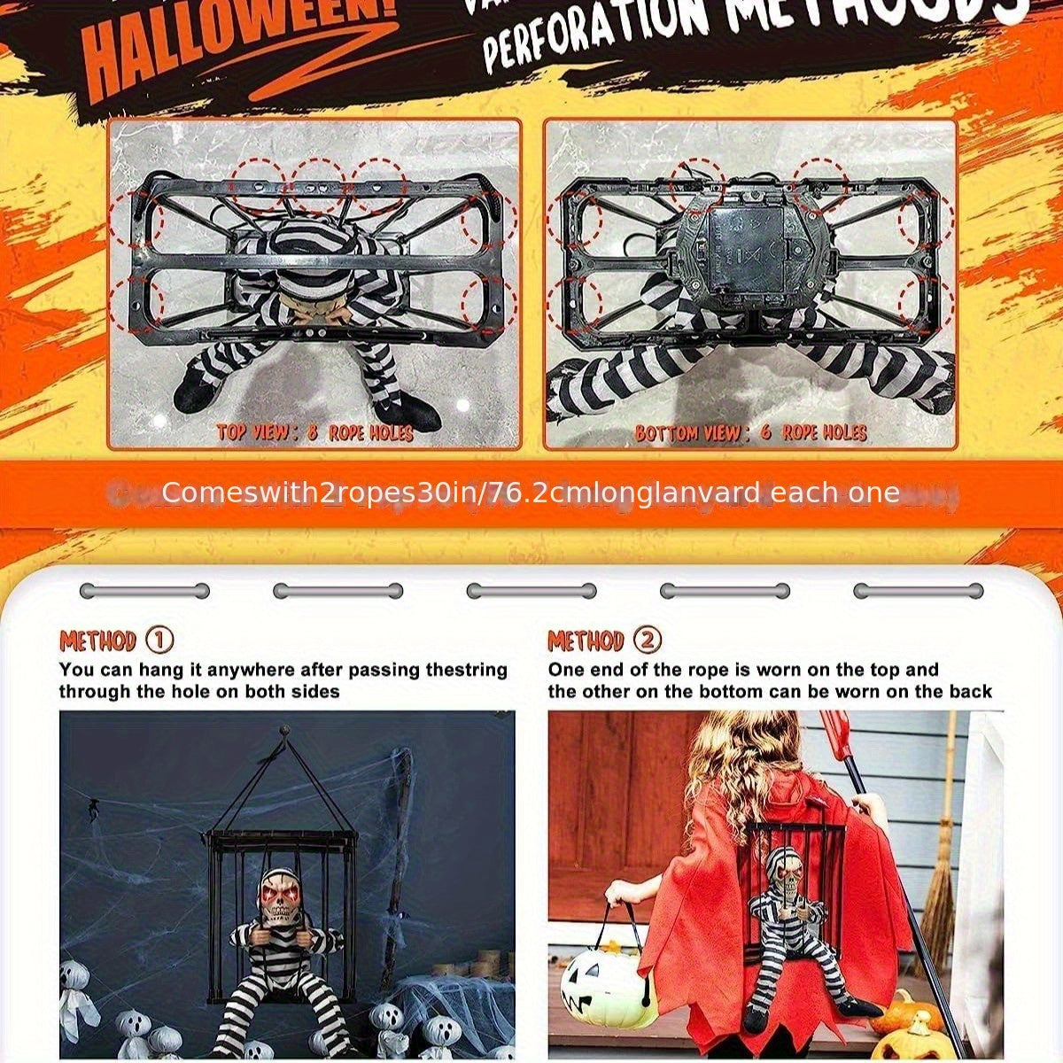 Animérende Skeletdeko med Sensor til Gyselig Halloween
