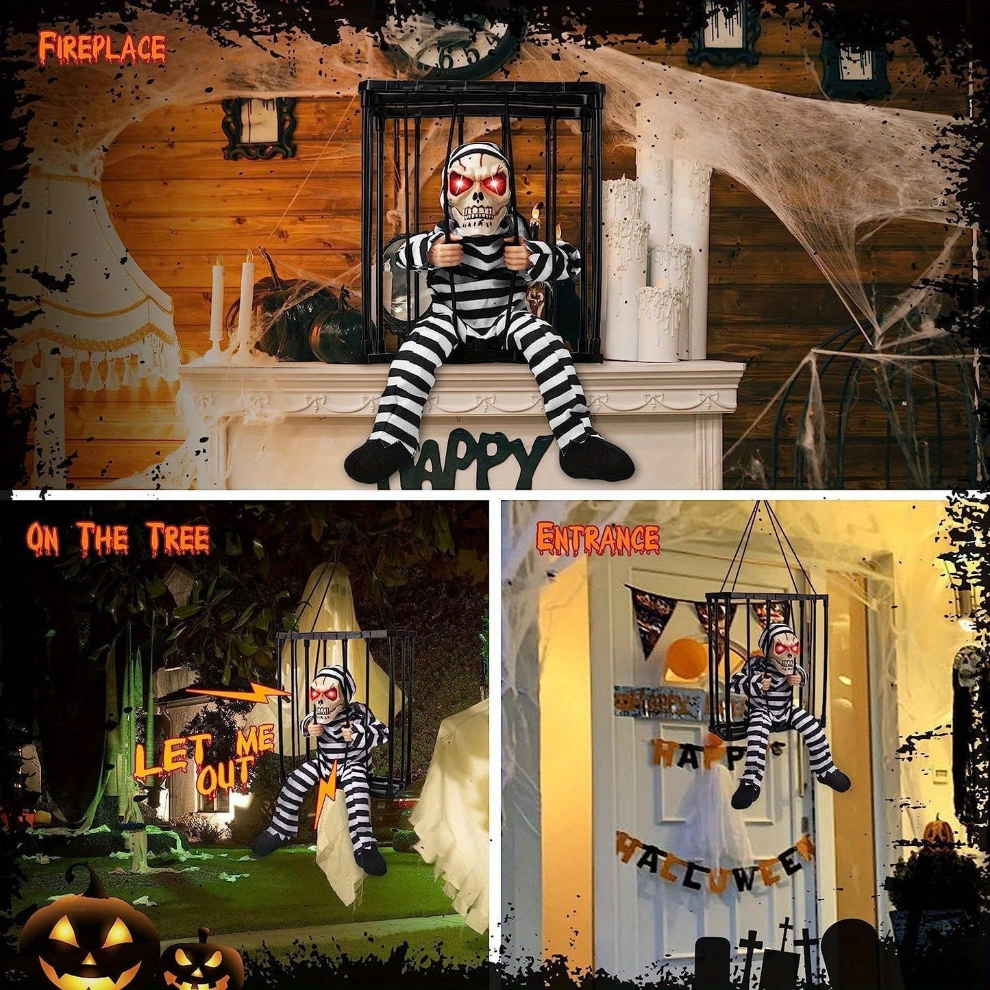 Animérende Skeletdeko med Sensor til Gyselig Halloween