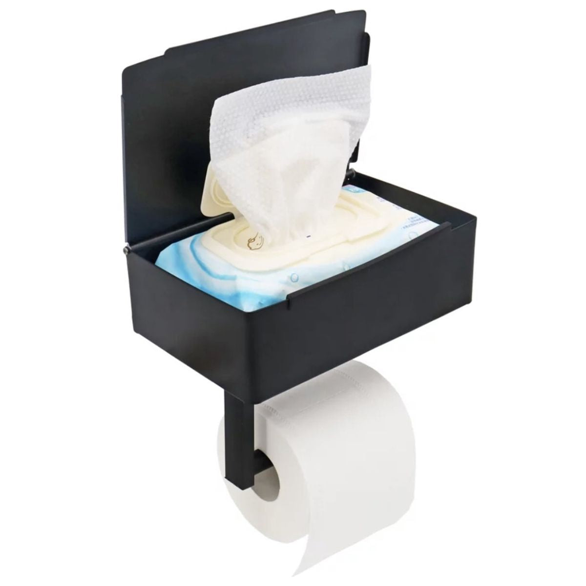 Toiletpapirholder i Stål med Hylde til Moderne Badeværelser