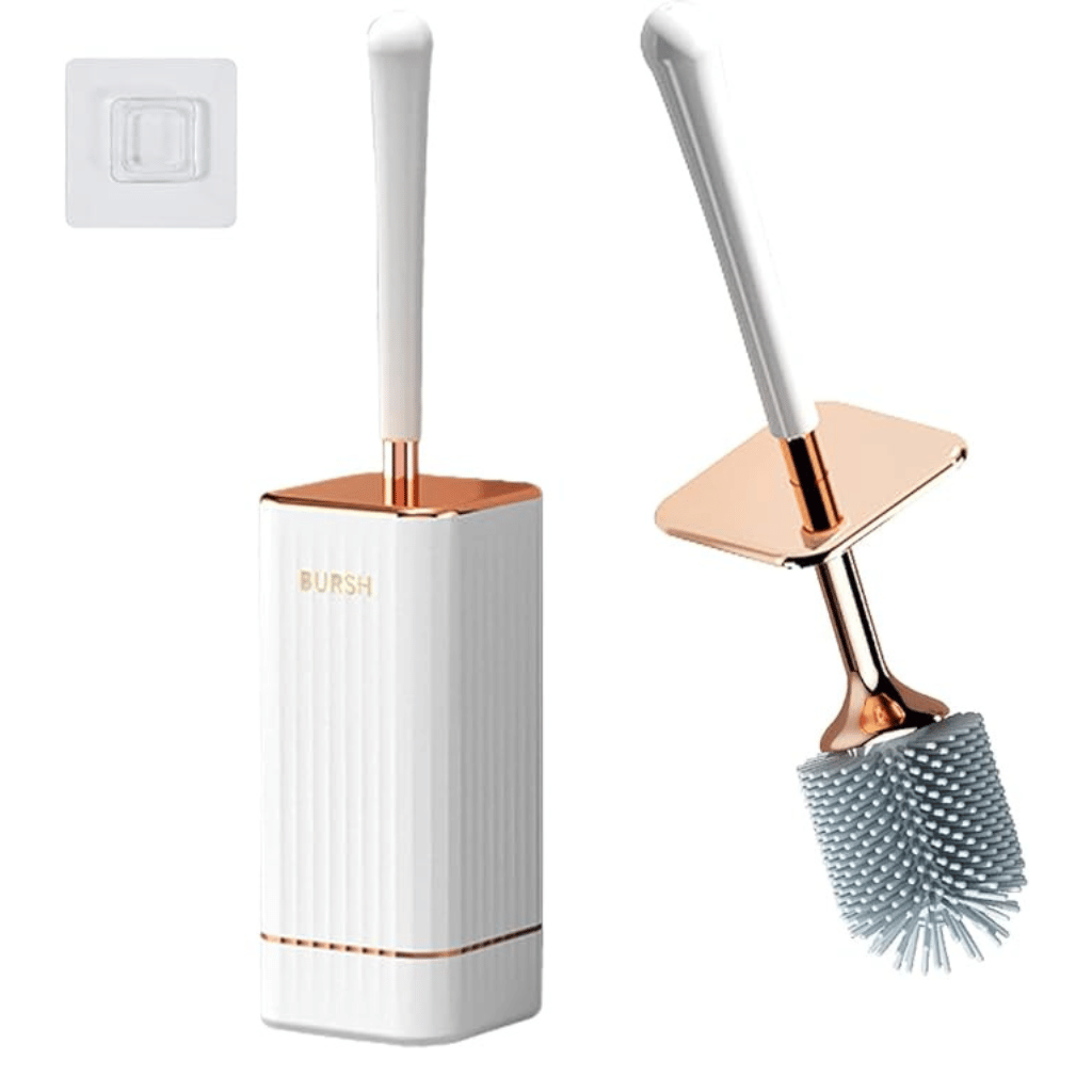 Elegant fleksibel toiletbørste med hurtigttørrende vægmontering