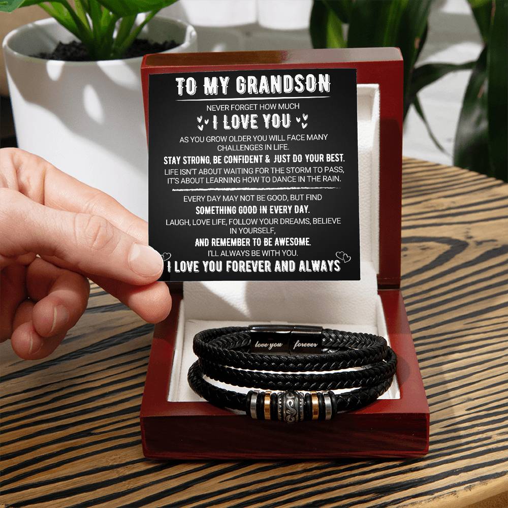 Halsband med meddelande till mitt barnbarn – Svart design – Presentidé