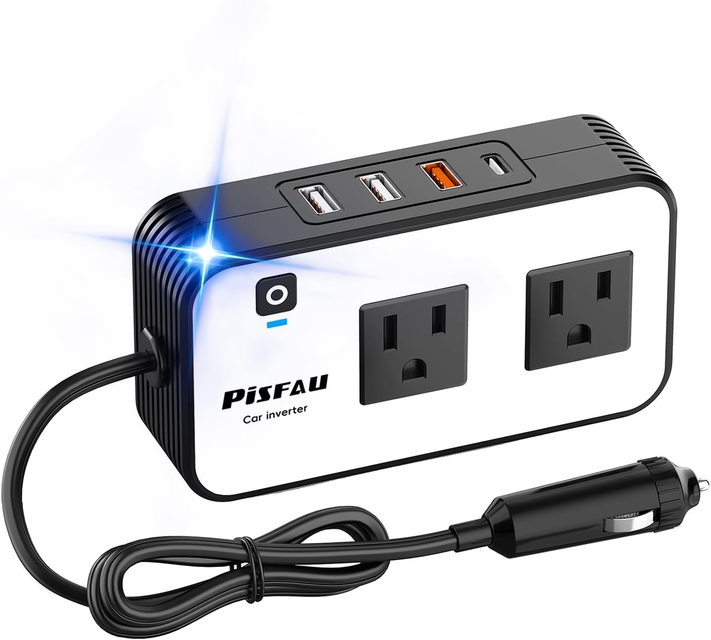 Bil Inverter 200W – DC 12V til 220V AC med USB-C og Hurtigopladning