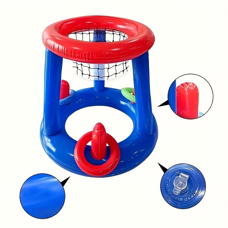 Uppblåsbart basketset för pool – Inkluderar korg, boll och ringar