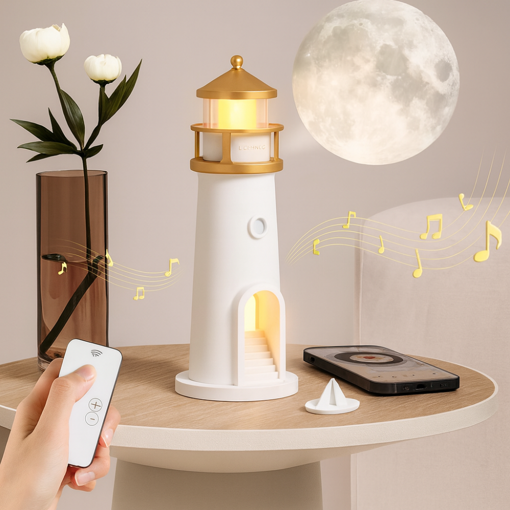 LED Nattlampa med Månprojektion - Stämningsfull Havsdesign