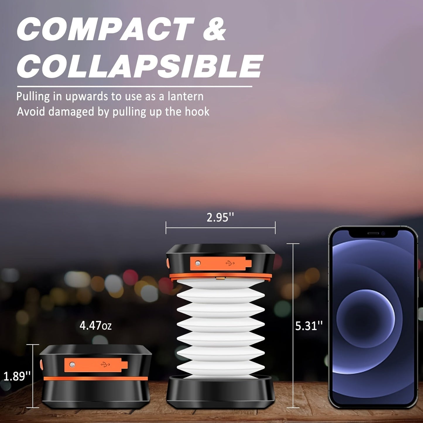 Genopladelig LED Campinglampe - Kompakt og Foldbar Design