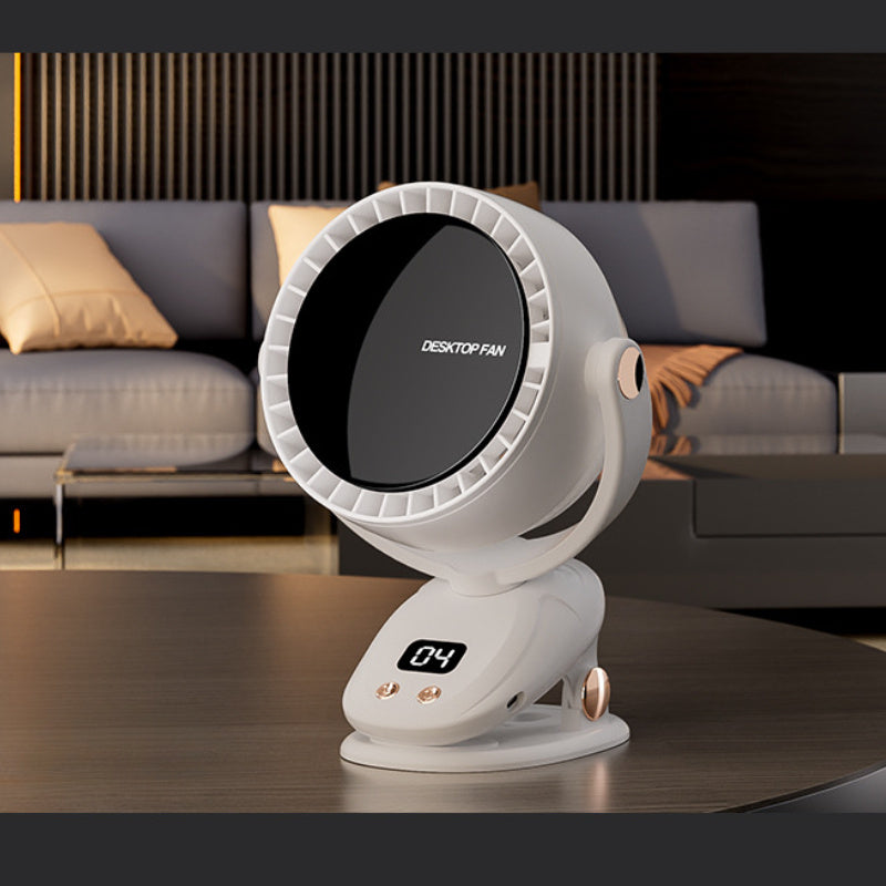 Trådløs bladløs ventilator med digital skærm – stille og genopladelig til indendørs og udendørs brug