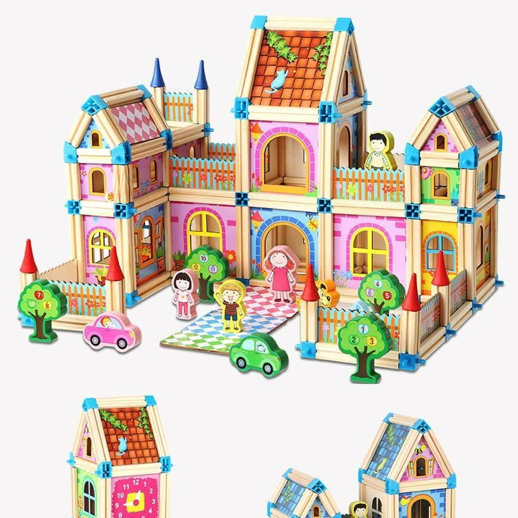 Trædukkehus Byggesæt til Kreativ Leg og Læring