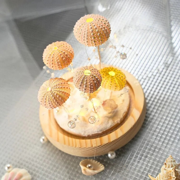 Vintage Bordlampe med Glasdome & Havpindsvin Design