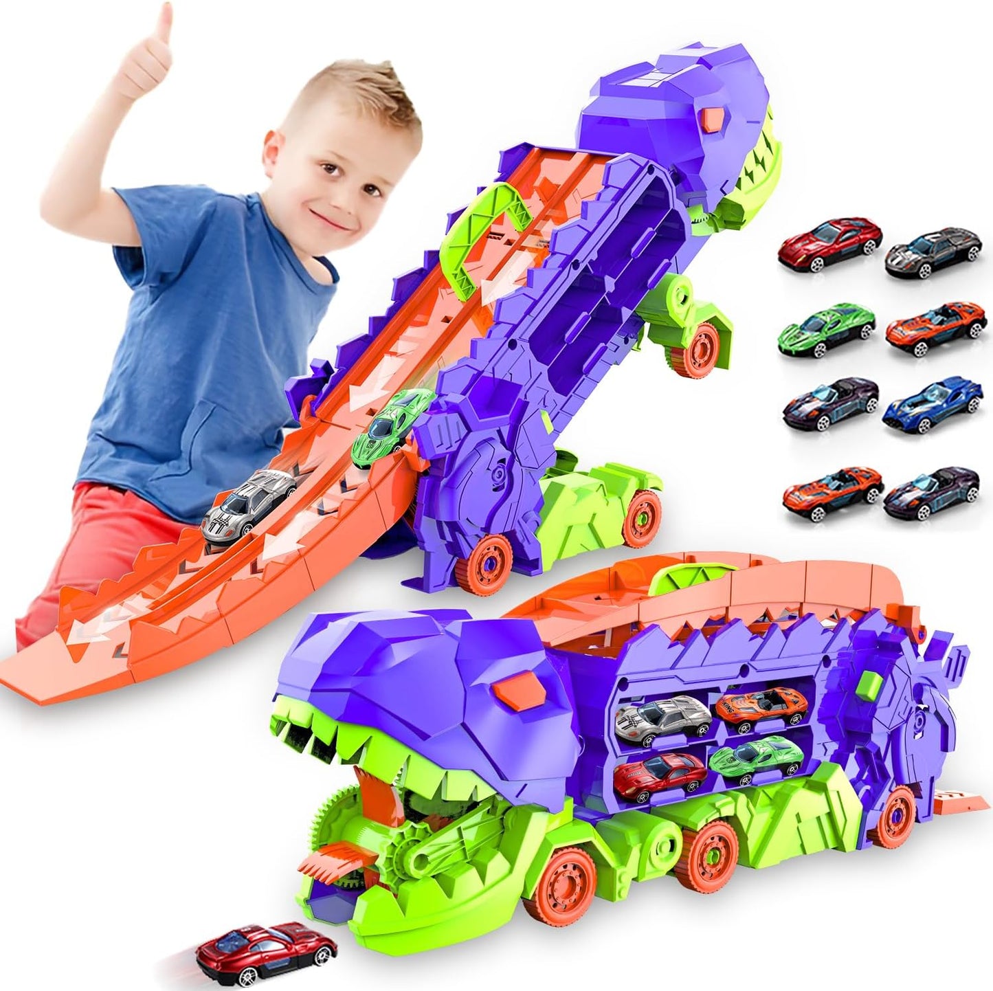 Dinotransportör – Förvandlingslastbil och Racerbaneset