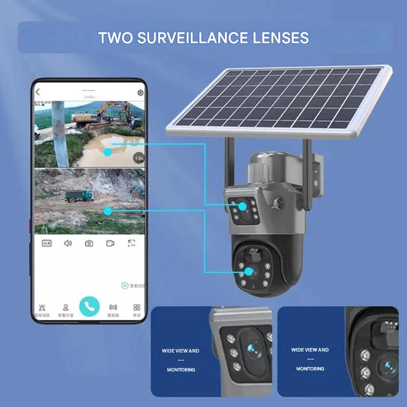 Trådlös 4K Övervakningskamera med Solpanel och App – DualGuard Hem- och Trädgårdskamera