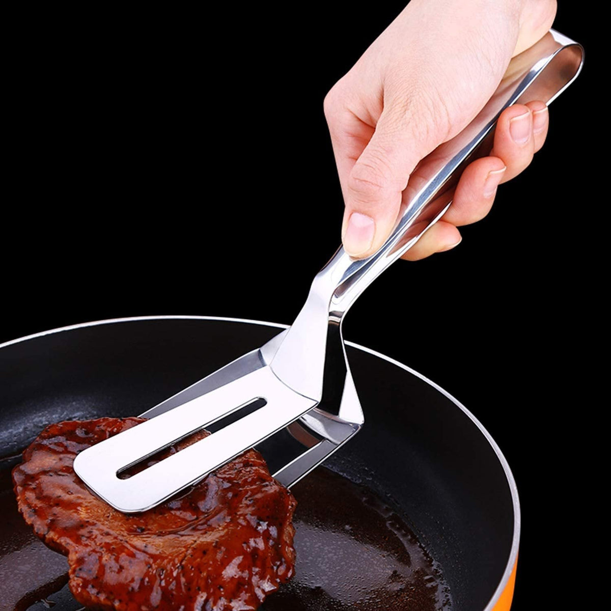 Grilltång i rostfritt stål | 2-i-1 köksredskap för grill och stekpanna