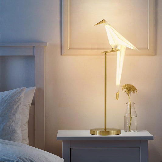 Unik Fuglelampe i Guld med Varme LED-lys til Hjemmet