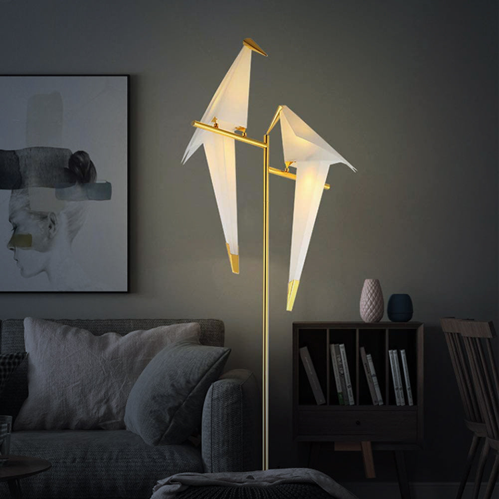 Unik Fuglelampe i Guld med Varme LED-lys til Hjemmet