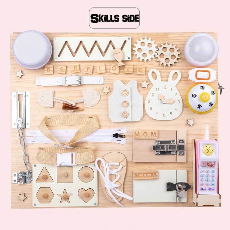 Træbaseret Montessori Aktivitetsbræt til Børns Læring