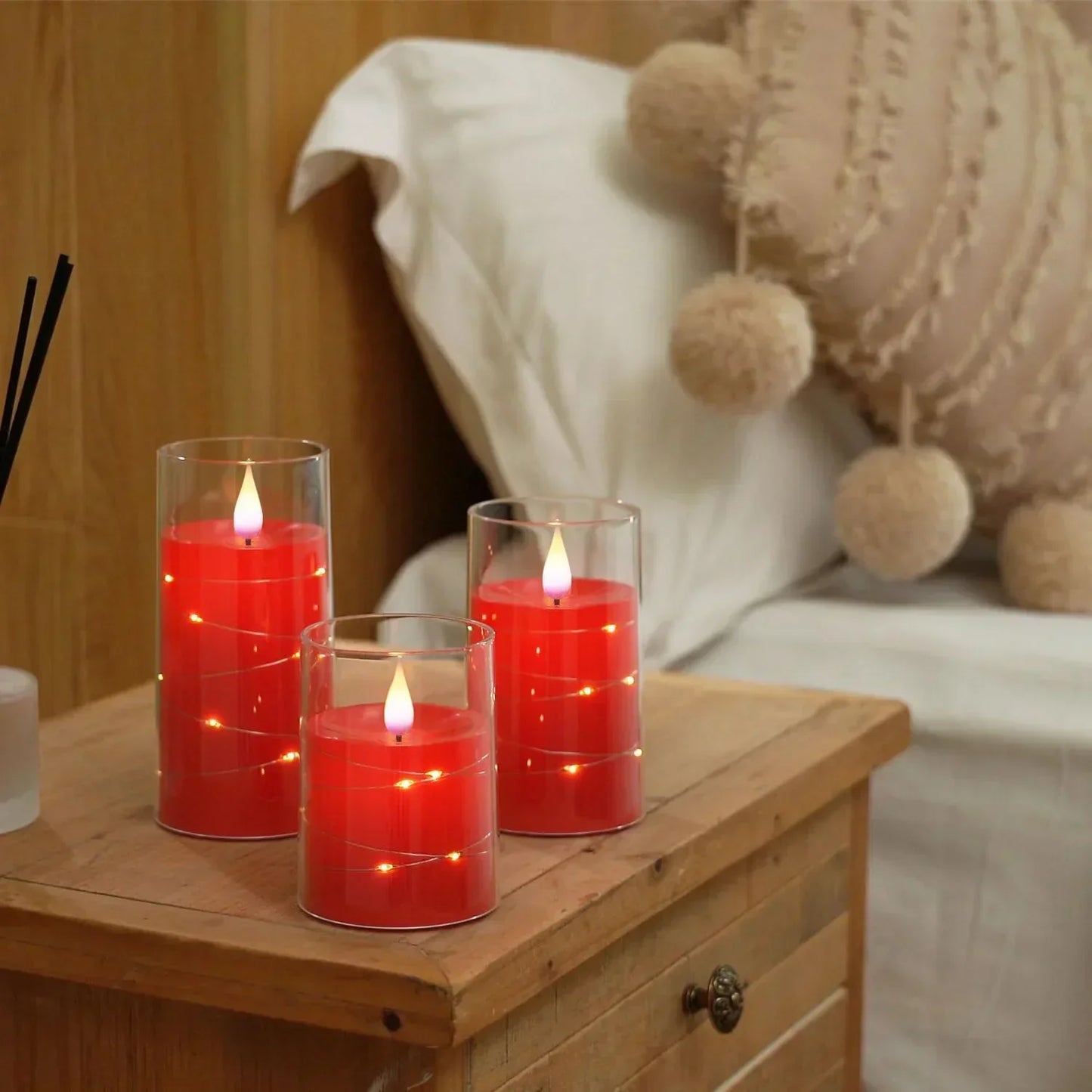 Flamlösa LED-ljus med realistisk flammeffekt