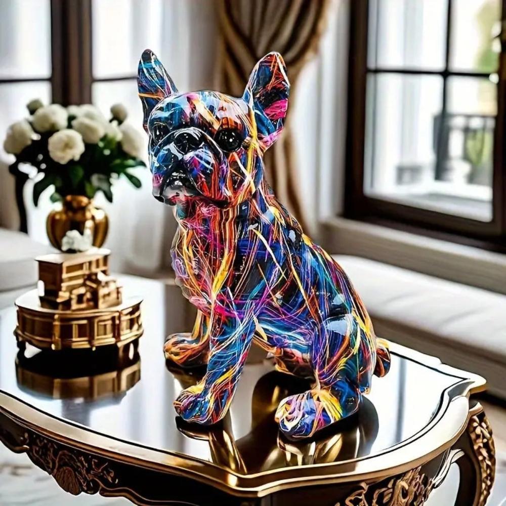 Graffiti Bulldog Hundefigur – Unikalt Dekor i Høj Kvalitet