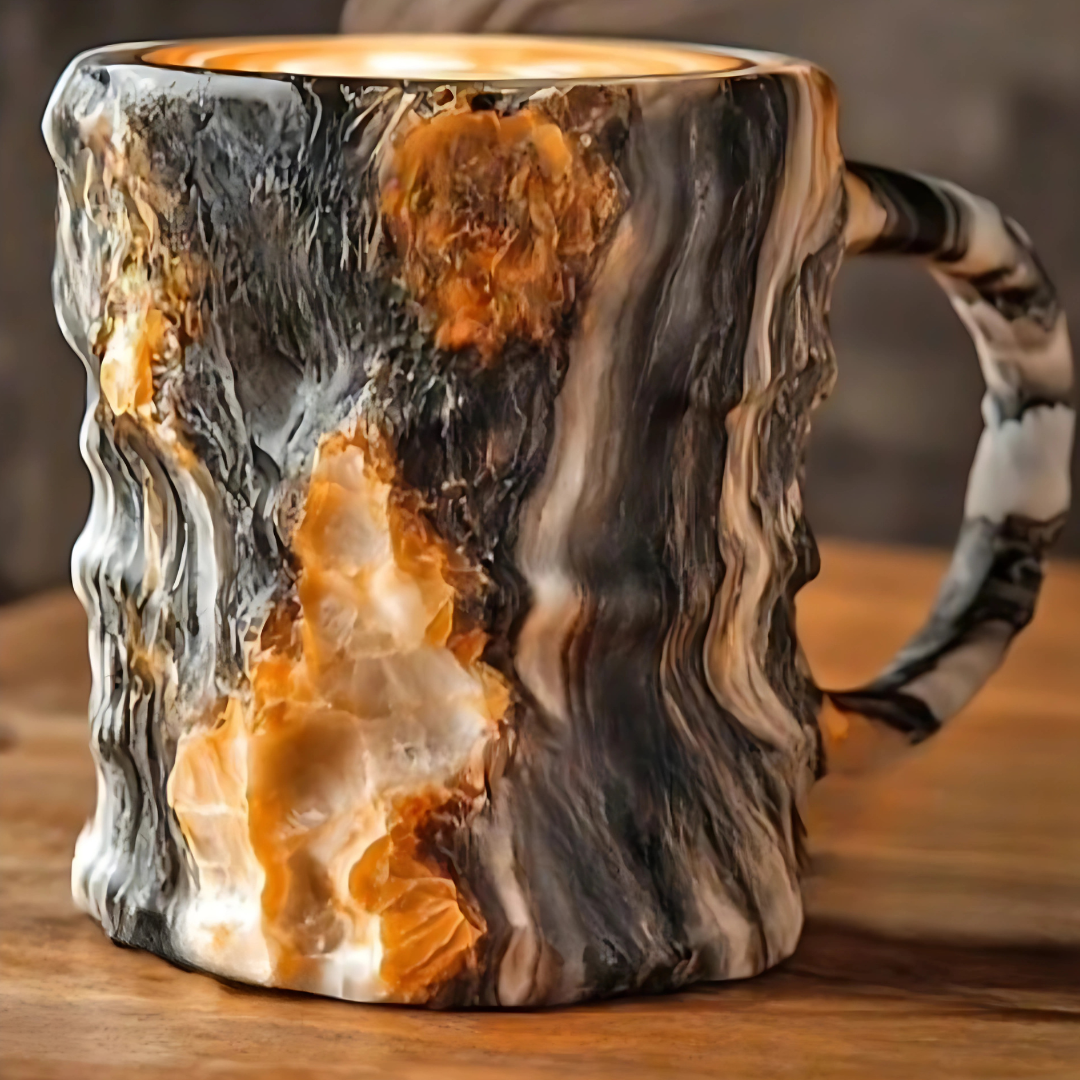 Kaffemugg i keramik med kristalleffekt och unik design