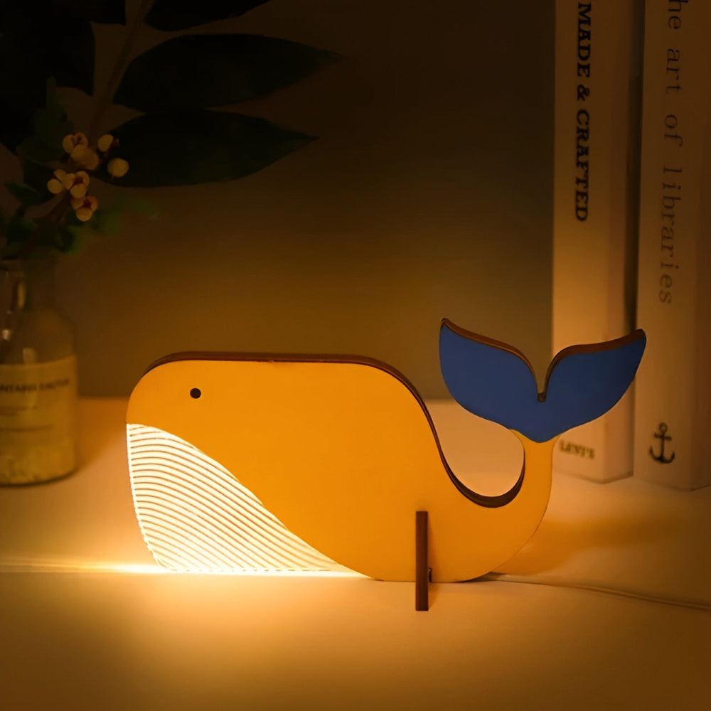 Äventyrlig Barnlampa i Trä – Lugnande LED-ljus